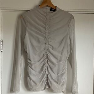 DKNY Gray Ruched Blouse
